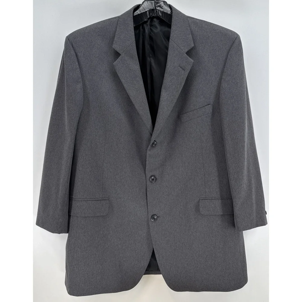 J Ferrar 46L Gray Sport Coat Blazer‎ Jacket Solid 3B Polyester
